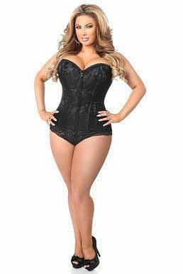 Lavish Black Lace Front Zipper Corset.