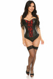 Lavish Wet Look Overbust Corset Red w/Lace Overlay-Daisy Corsets