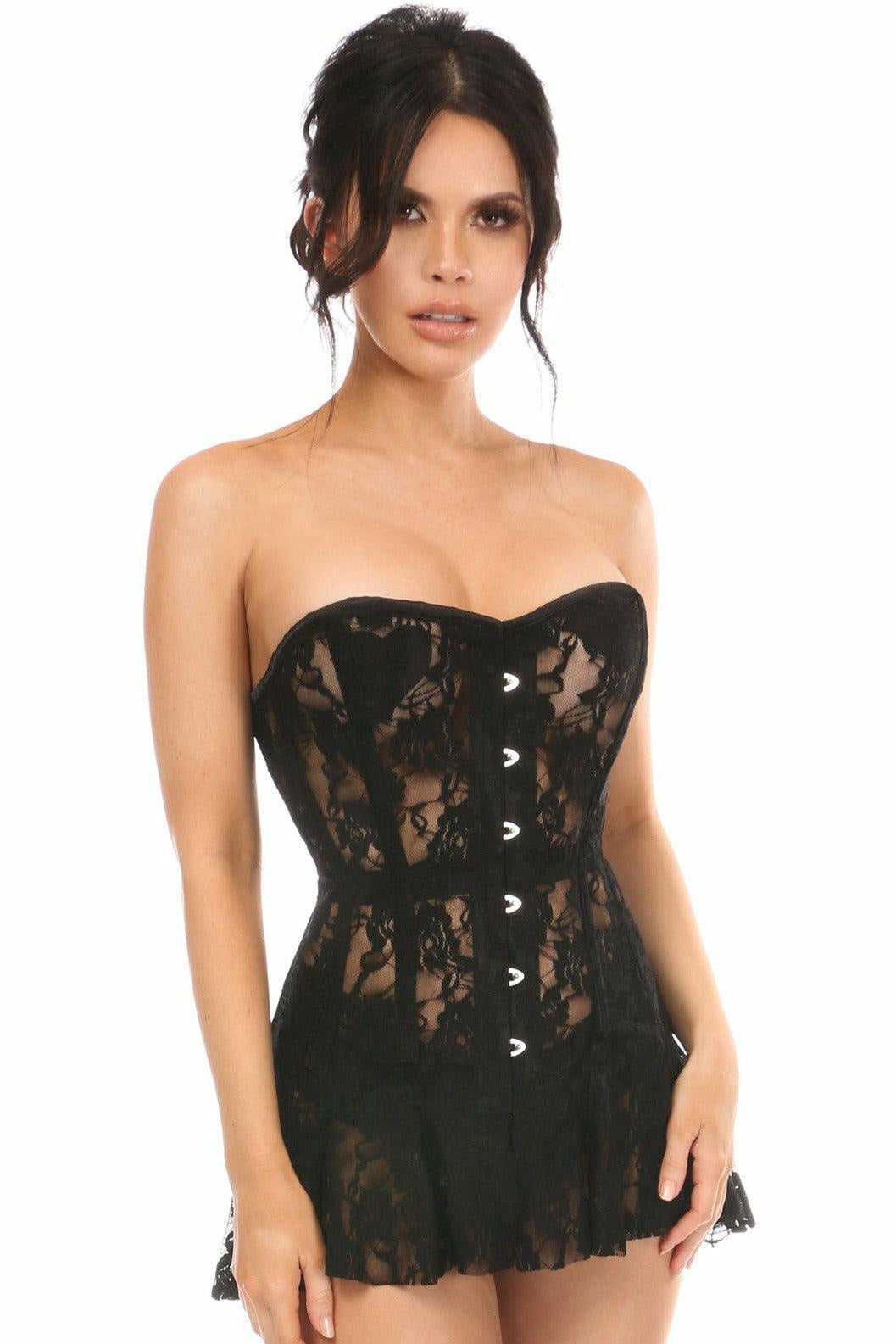 Allover Lace Strapless Corset Tube Top
