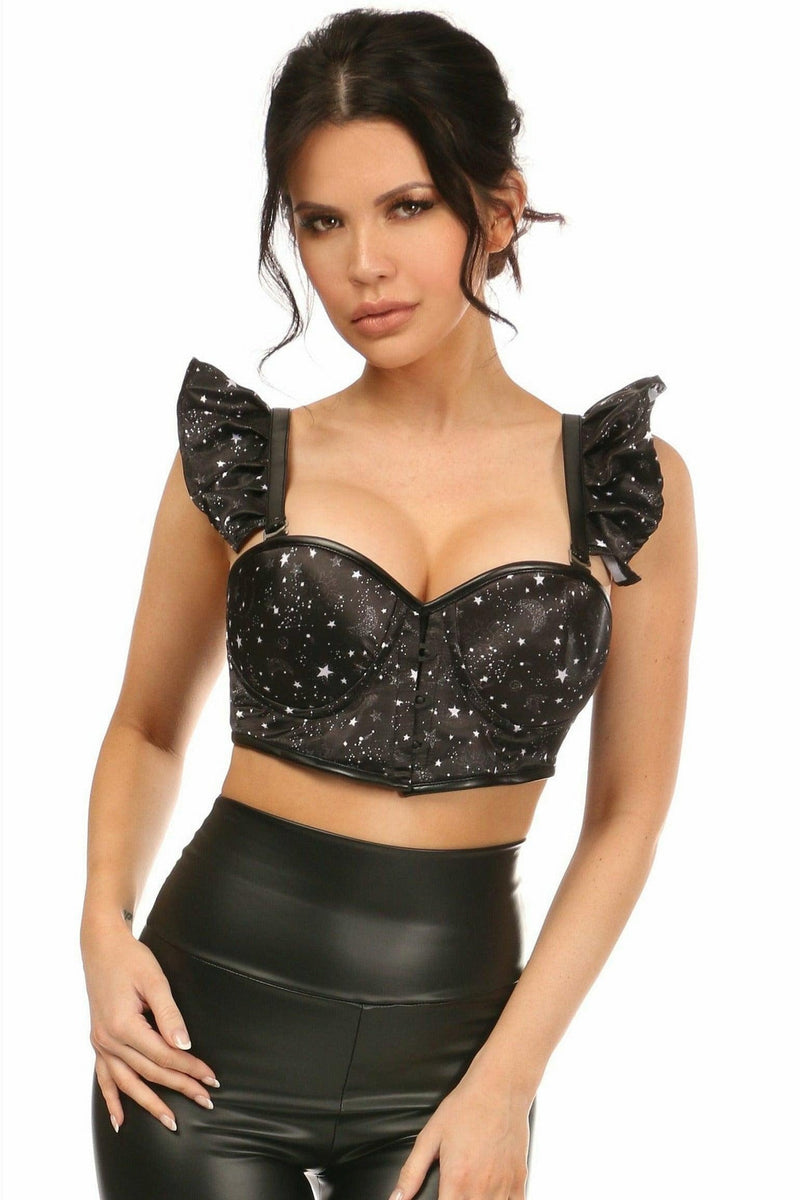 Lavish Celestial Underwire Bustier Top w/Removable Ruffle Sleeves-Daisy Corsets