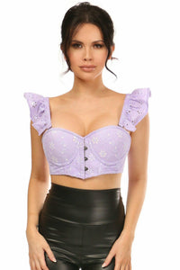 Lavish Lavender Eyelet Underwire Bustier Top w/Removable Ruffle Sleeves-Daisy Corsets