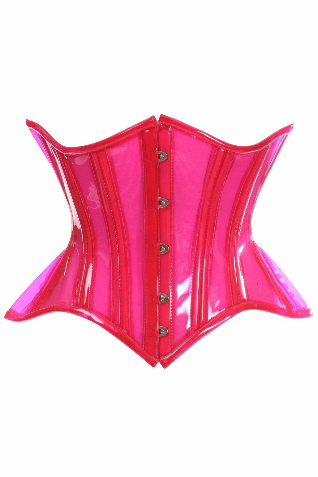 Lavish Pink Clear Curvy Underbust Waist Cincher Corset-Daisy Corsets