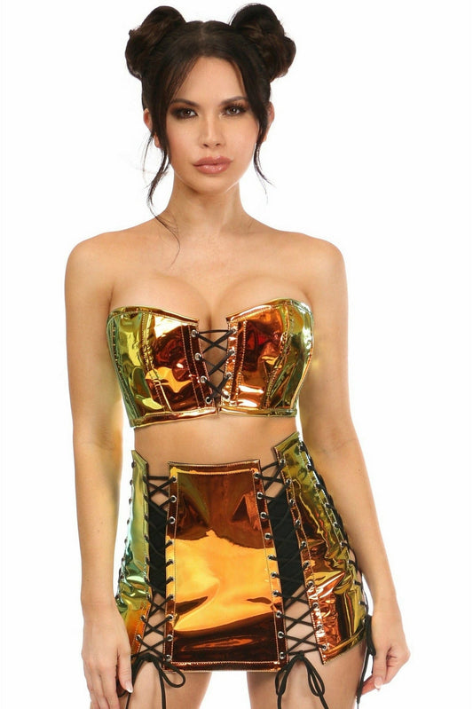 Lavish 2 PC Sunset Holo Bustier & Skirt Set.