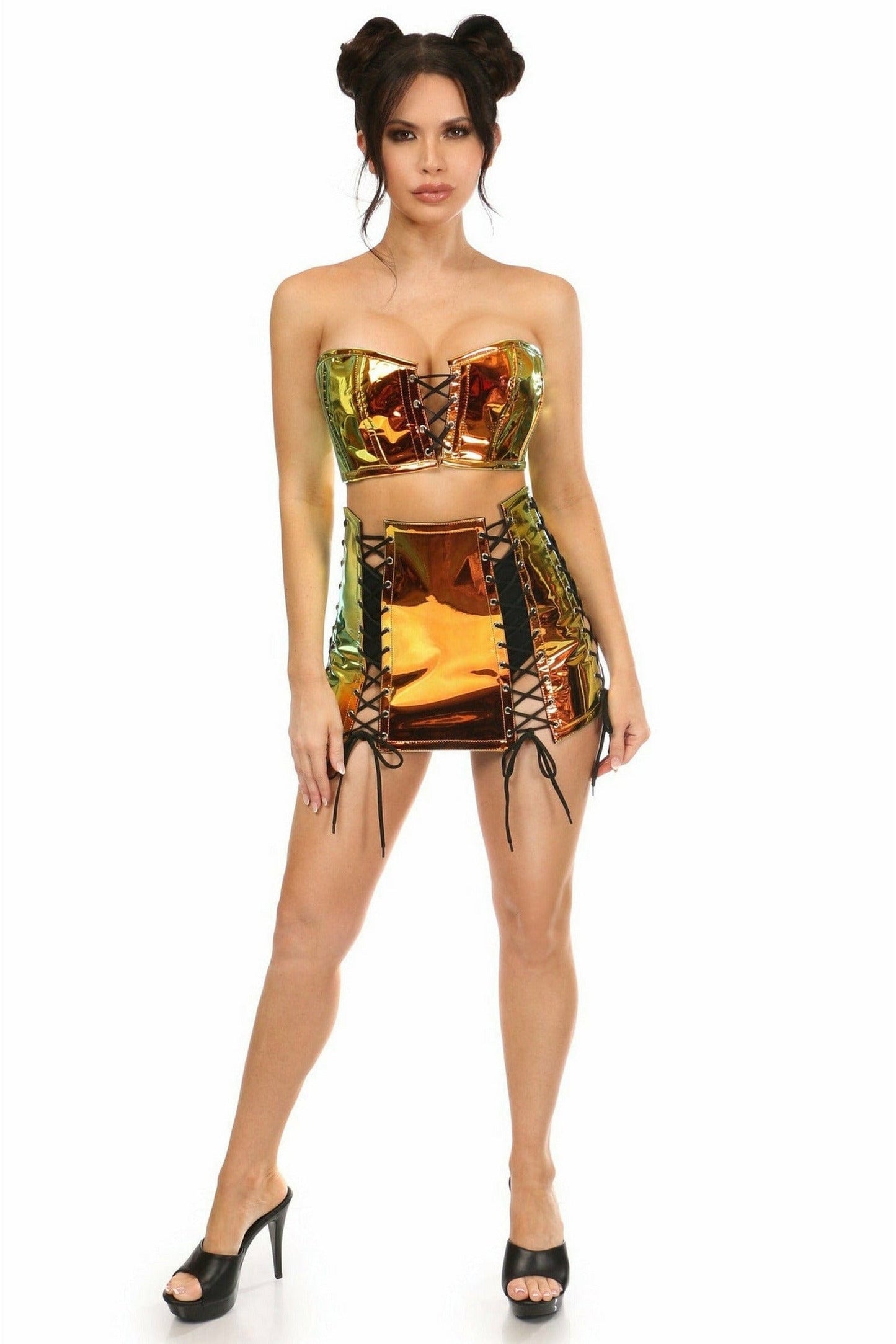 Lavish 2 PC Sunset Holo Bustier & Skirt Set.