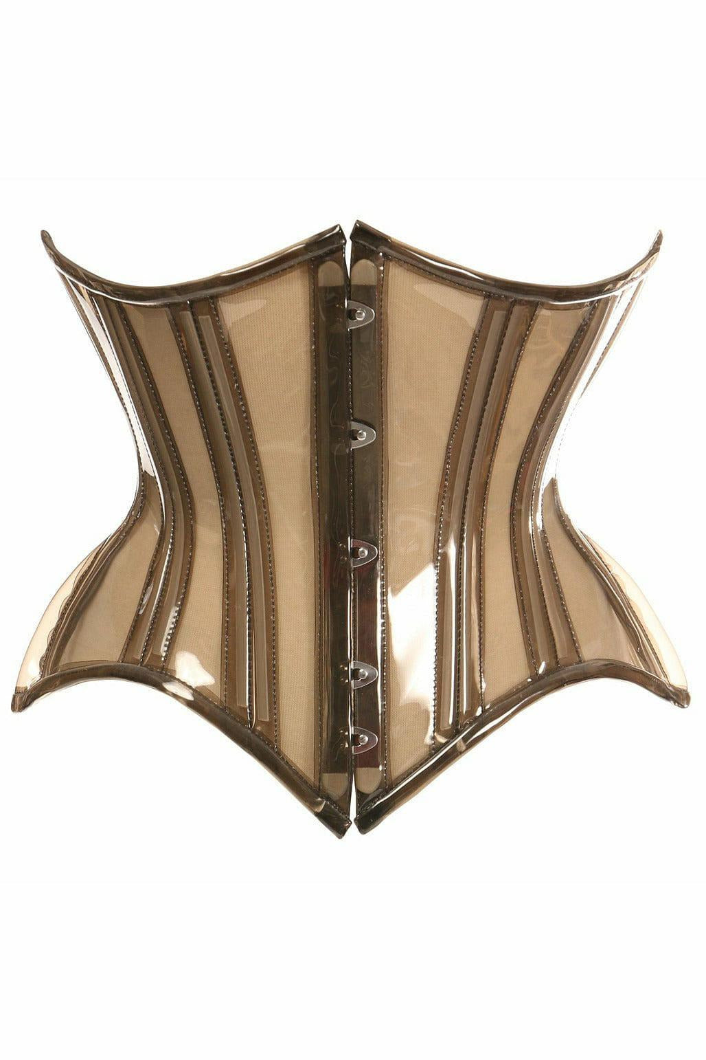 Lavish Mocha Clear Curvy Underbust Waist Cincher Corset.