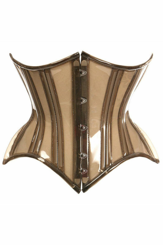 Lavish Mocha Clear Curvy Underbust Waist Cincher Corset.