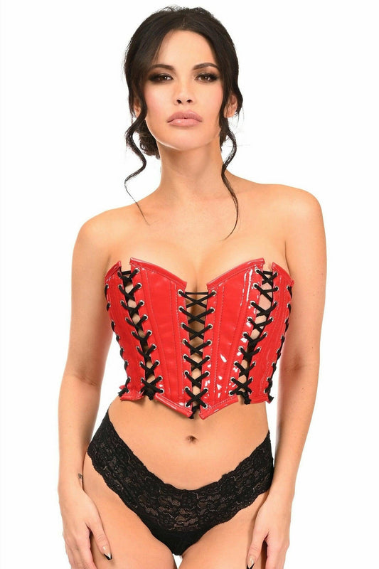 Lavish Red Patent w/Black Lacing Lace-Up Bustier.