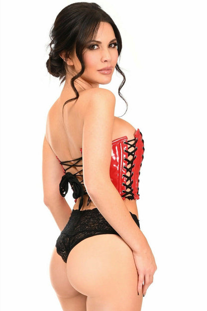 Lavish Red Patent w/Black Lacing Lace-Up Bustier.