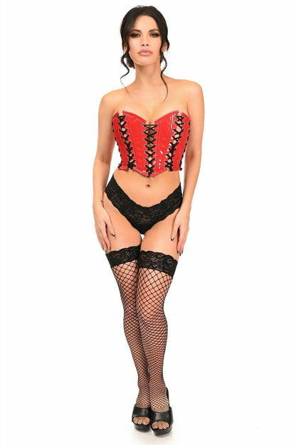 Lavish Red Patent w/Black Lacing Lace-Up Bustier.