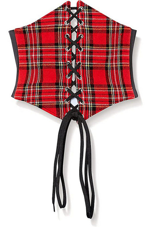 Lavish Red Plaid Corset Belt Cincher.