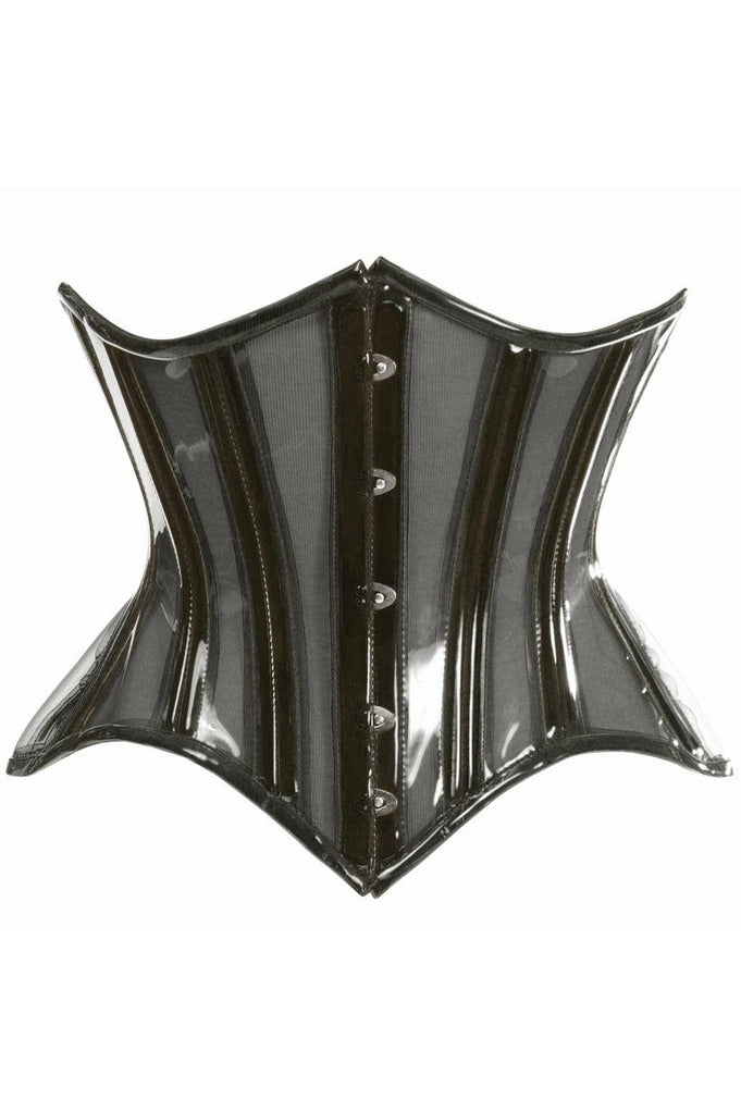 Lavish Black Clear Curvy Underbust Waist Cincher Corset.