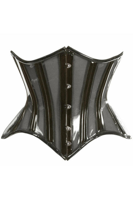 Lavish Black Clear Curvy Underbust Waist Cincher Corset.