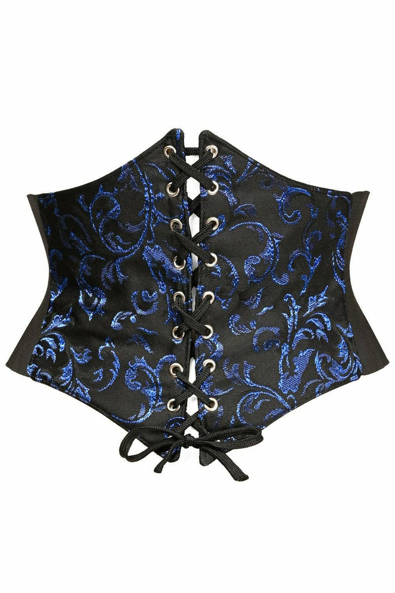 Lavish Black/Blue Brocade Corset Belt Cincher-Daisy Corsets