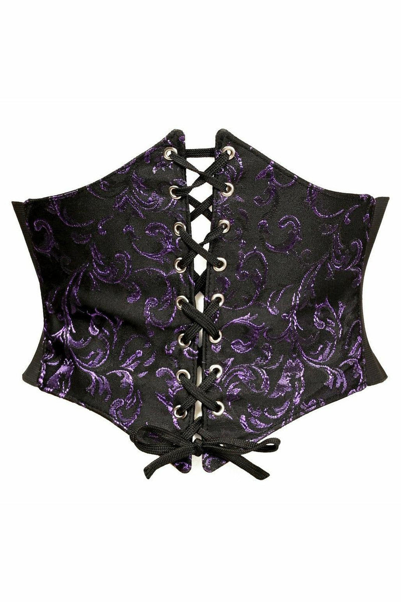 Lavish Black/Purple Brocade Corset Belt Cincher-Daisy Corsets