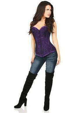 Lavish Dark Purple Lace Overbust Corset w/Zipper.