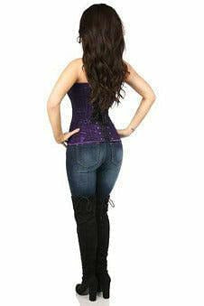 Lavish Dark Purple Lace Overbust Corset w/Zipper.