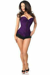 Lavish Dark Purple Lace Overbust Corset w/Zipper.