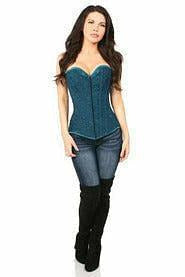 Lavish Dark Teal Lace Overbust Corset w/Zipper.
