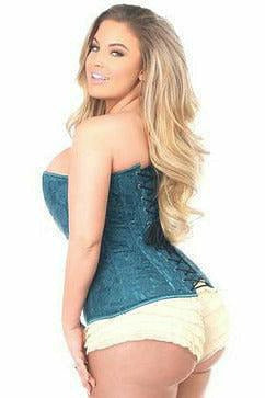 Lavish Dark Teal Lace Overbust Corset w/Zipper.