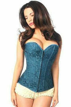 Lavish Dark Teal Lace Overbust Corset w/Zipper.