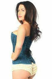 Lavish Dark Teal Lace Overbust Corset w/Zipper.