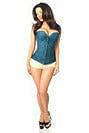 Lavish Dark Teal Lace Overbust Corset w/Zipper.
