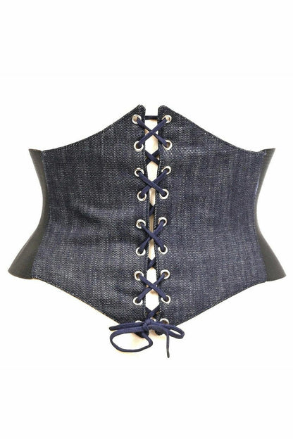 Lavish Blue Denim Corset Belt Cincher.