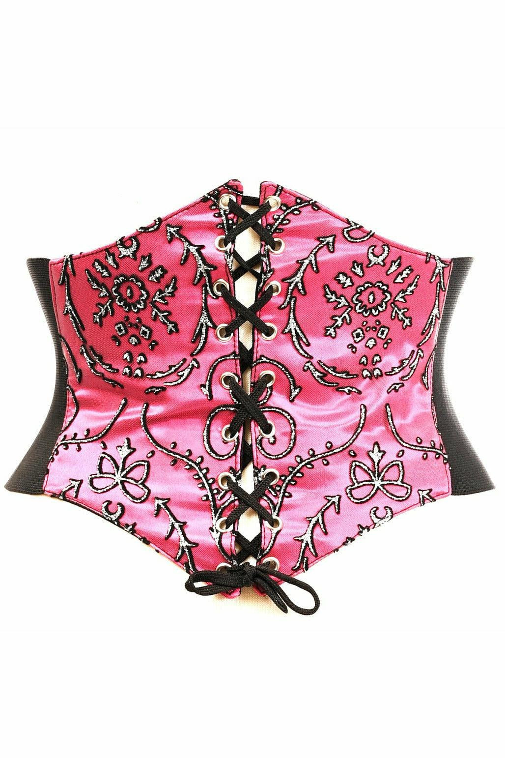 Lavish Fuchsia Embroidered Corset Belt Cincher.