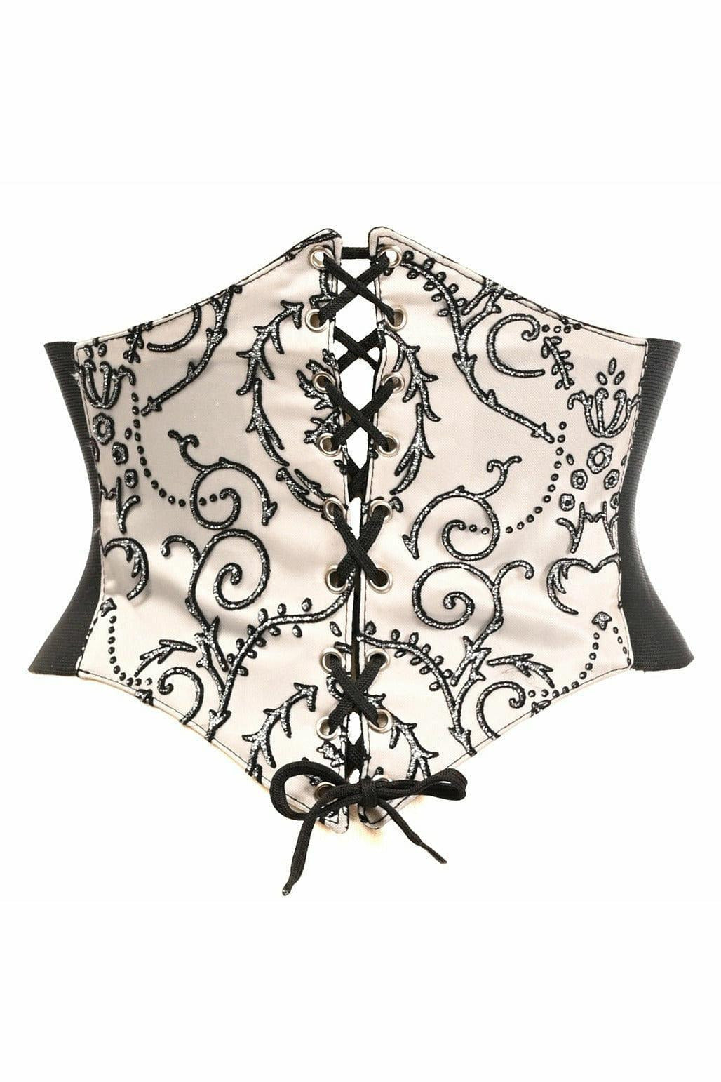 Lavish Ivory Embroidered Corset Belt Cincher.