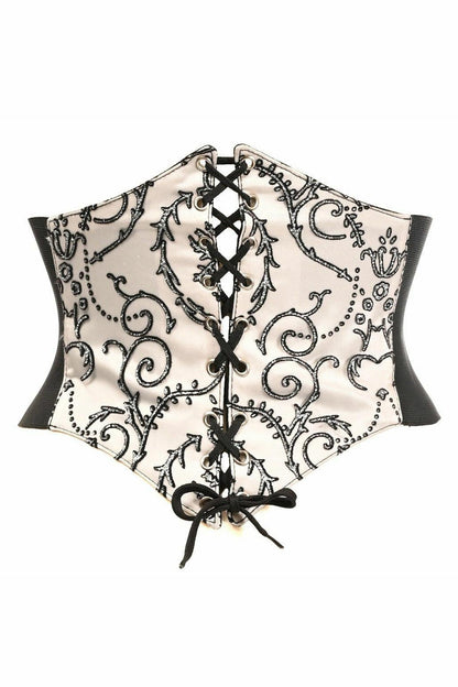 Lavish Ivory Embroidered Corset Belt Cincher.
