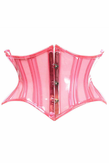 Lavish Clear Pink Curvy Cut Mini Cincher Corset.