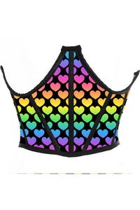 Lavish Rainbow Hearts Satin Underwire Waist Cincher Corset-Daisy Corsets