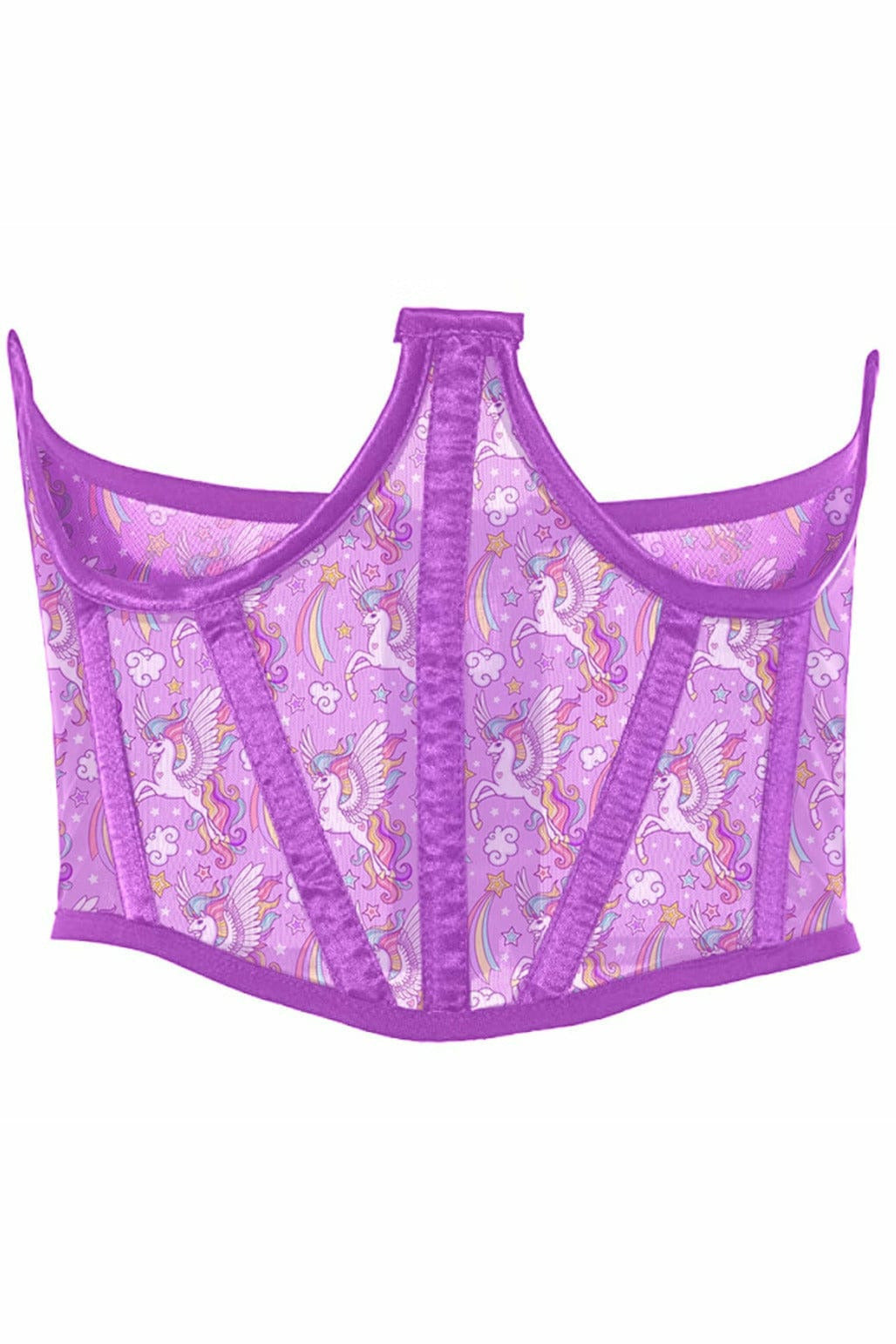 Lavish Unicorn Print Mesh Open Cup Waist Cincher.