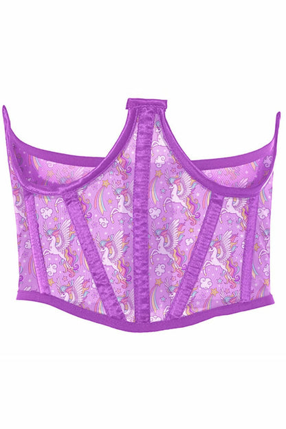 Lavish Unicorn Print Mesh Open Cup Waist Cincher.