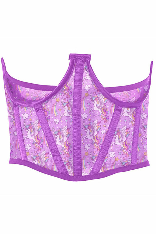 Lavish Unicorn Print Mesh Open Cup Waist Cincher.