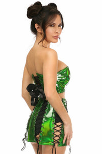 Lavish 2 PC Green Holo Bustier & Skirt Set-Daisy Corsets