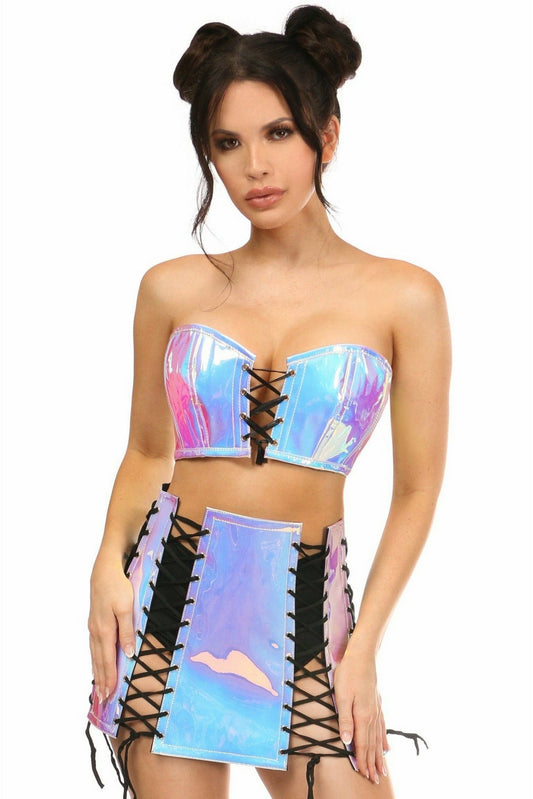 Lavish 2 PC Blue/Purple Holo Bustier & Skirt Set.