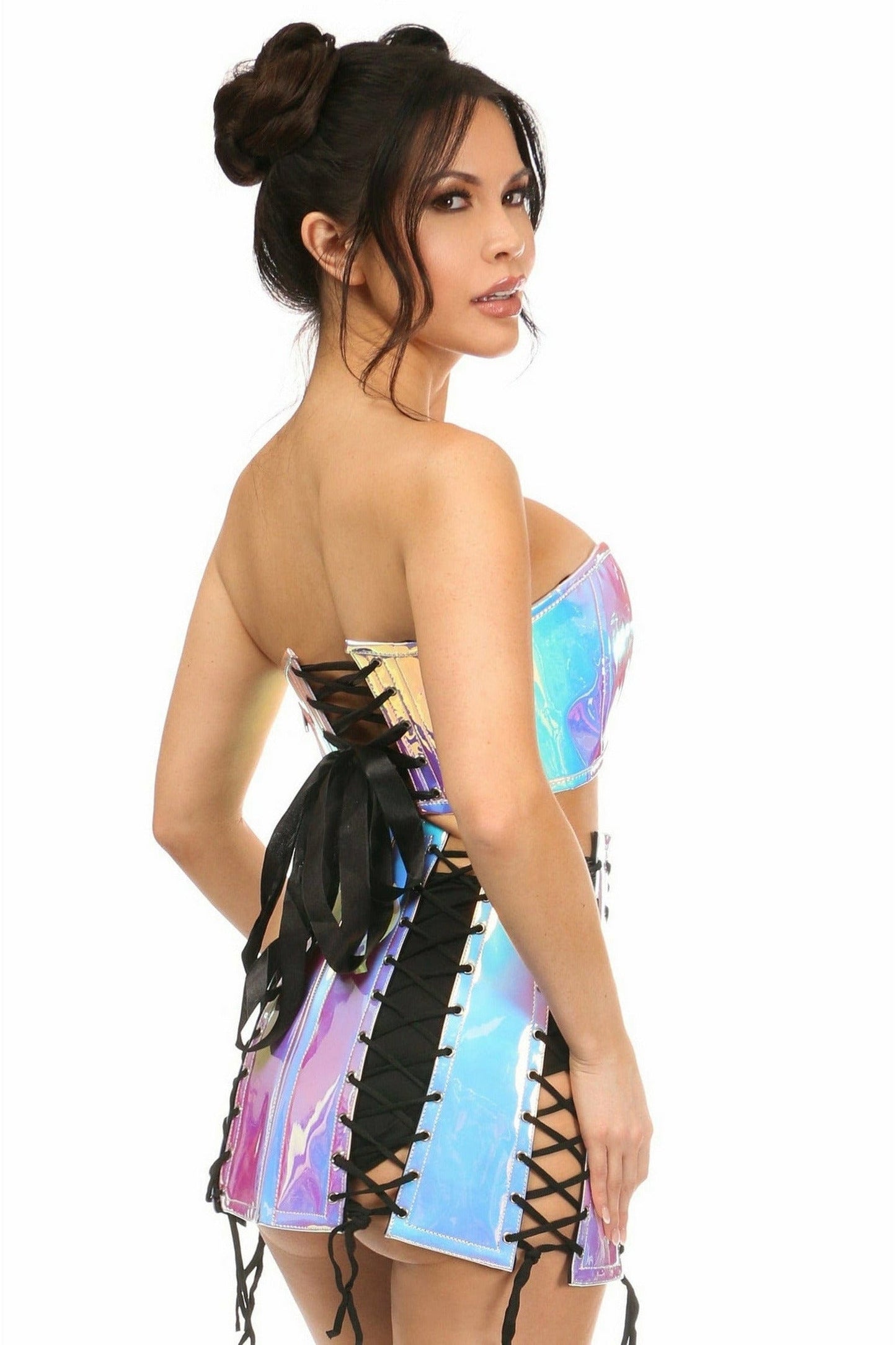 Lavish 2 PC Blue/Purple Holo Bustier & Skirt Set.