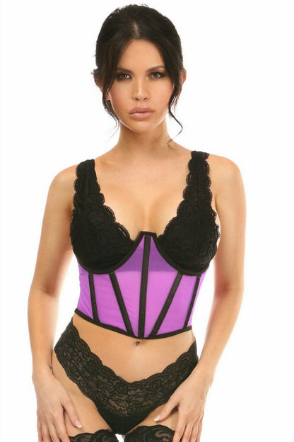 Lavish Neon Purple Mesh Open Cup Waist Cincher.