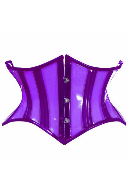 Lavish Clear Purple Curvy Cut Mini Cincher Corset.