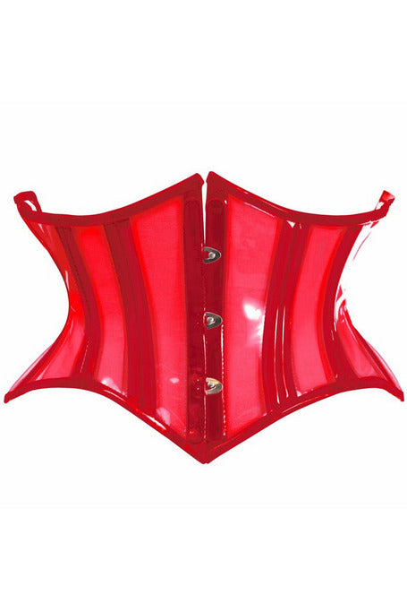 Lavish Clear Red Curvy Cut Mini Cincher Corset.