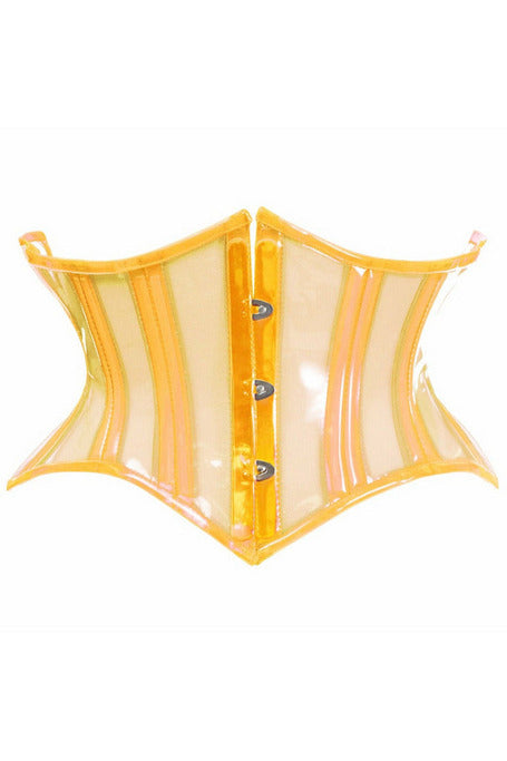 Lavish Clear Yellow Curvy Cut Mini Cincher Corset.