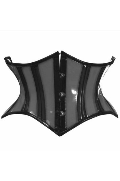 Lavish Clear Black Curvy Cut Mini Cincher Corset.