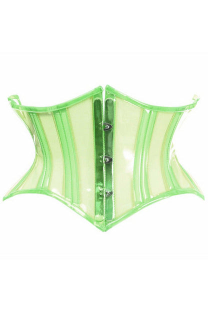 Lavish Clear Green Curvy Cut Mini Cincher Corset.