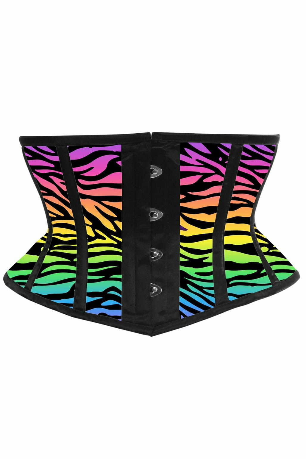 Lavish Rainbow Animal Print Satin Mini Cincher Corset.