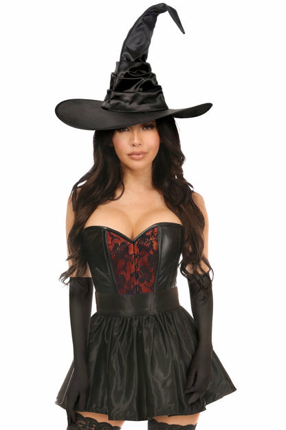 Lavish 4 PC Red Lace Witch Corset Costume.