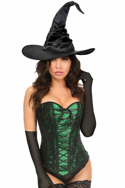 Lavish 3 PC Green Lace Witch Corset Costume.