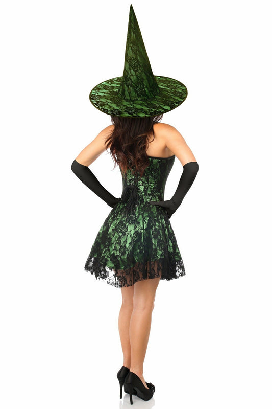 Lavish 3 PC Green Lace Corset Dress Costume.