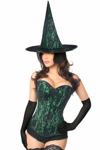 Lavish 3 PC Spellbound Green Lace Witch Corset Costume-Daisy Corsets