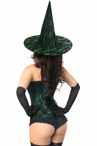 Lavish 3 PC Spellbound Green Lace Witch Corset Costume-Daisy Corsets